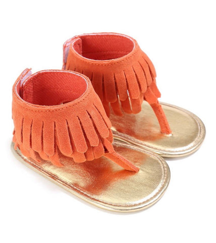 Orange Fringe Sandal