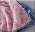 Pink Faux Fur Hooded Denim Jacket